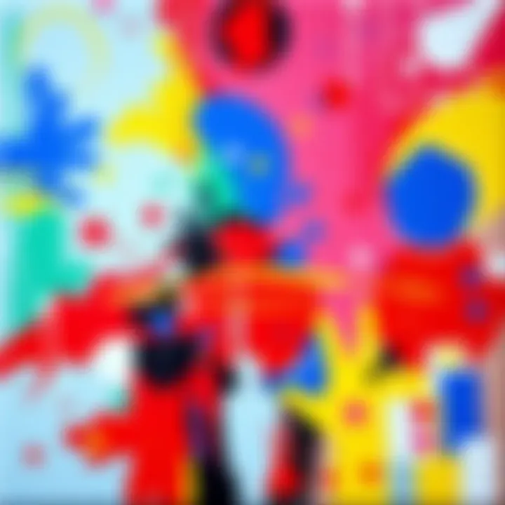 Modern Art Colorful Canvas A vibrant modern painting showcasing bold colors and abstract shapes, highlighting the creativity of contemporary artists.