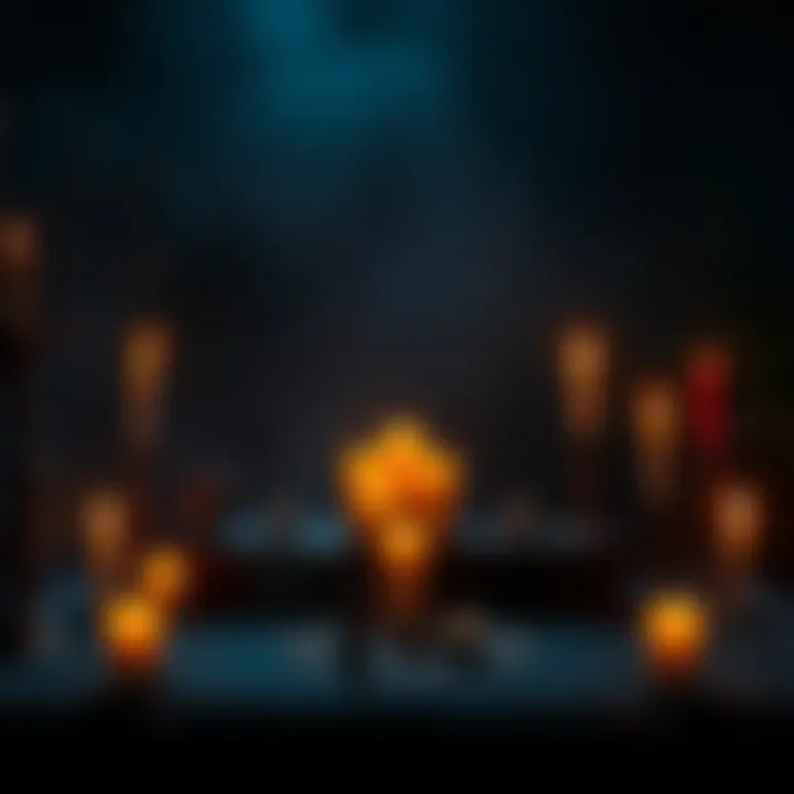 A contemporary altar with candles and simple symbols, reflecting updated practices for rituals associated with demons.