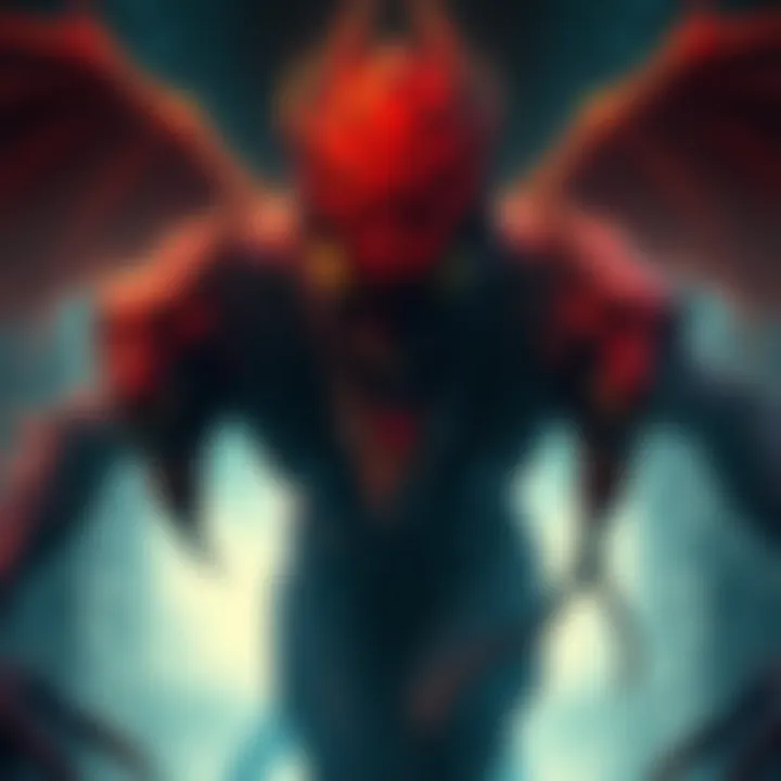 Artistic portrayal of modern monsters A mixture of ancient art styles showcasing modern interpretations of monsters, blending themes of power and temptation.