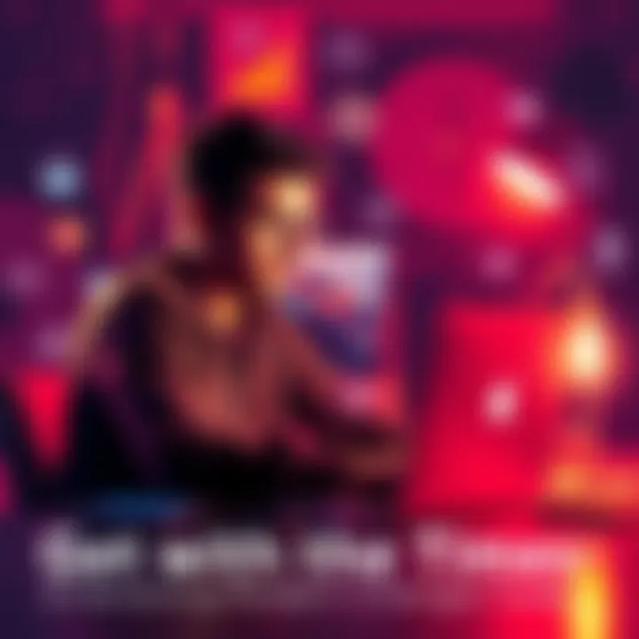 A person using a laptop while surrounded by modern gadgets, symbolizing the embrace of current trends and technology.