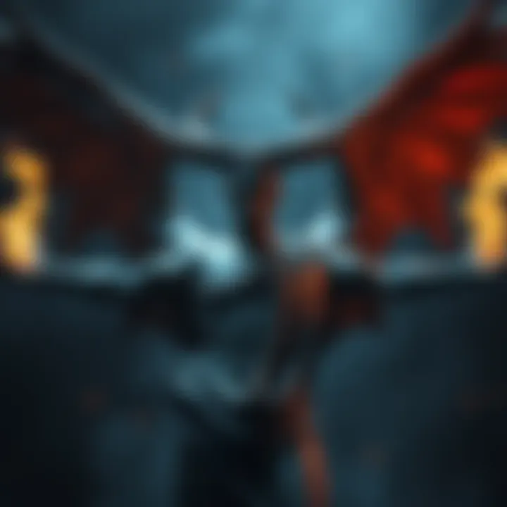 A dark, ancient statue of Moloch with outstretched arms and a solemn expression, surrounded by fiery light, representing its historical significance and modern interpretations.