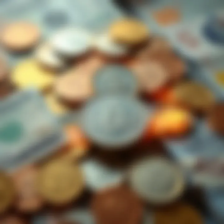 Monetary Changes A graphic showing coins and banknotes with arrows indicating sudden shifts in value and direction, symbolizing unexpected monetary changes.