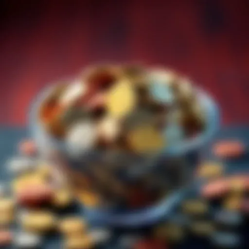 A colorful bowl filled with various coins symbolizing savings and financial growth