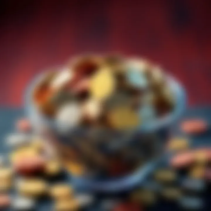 A colorful bowl filled with various coins symbolizing savings and financial growth