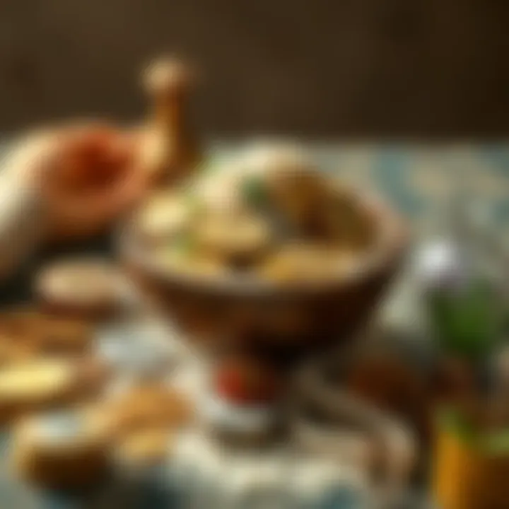 A bowl filled with coins, rice, and herbs arranged for abundance practices