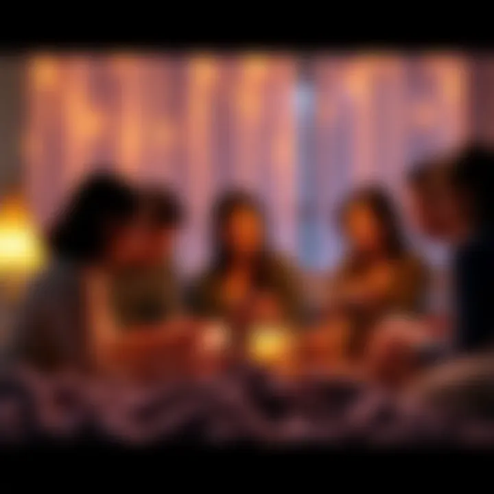 People gathered together in a cozy setting, writing down their money manifestation goals before bed.
