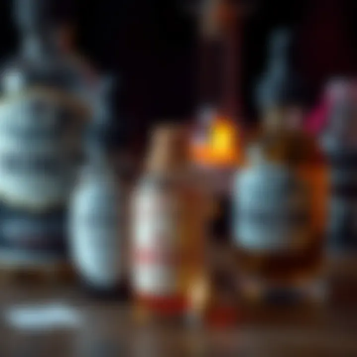 A close-up of an amulet with money conjure oil and seduction oil bottles beside it, showcasing their labels and the oils blending together.