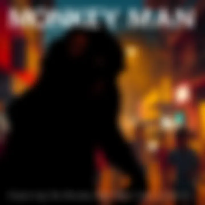 Monkey Man in Delhi A shadowy figure resembling a monkey seen in an urban setting at night, with frightened people in the background.