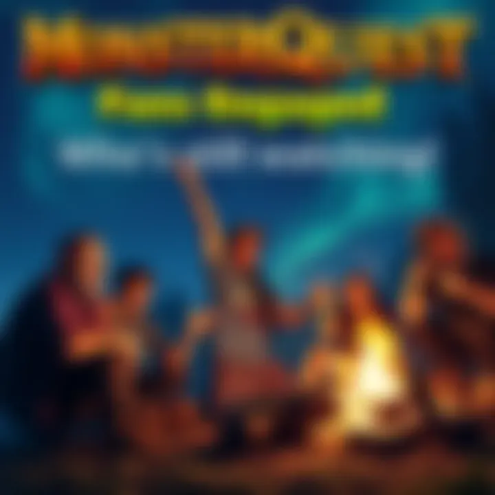 MonsterQuest Fans Engaged A group of enthusiastic MonsterQuest fans gathered around a campfire, excitedly discussing their favorite creature hunting moments from the show.