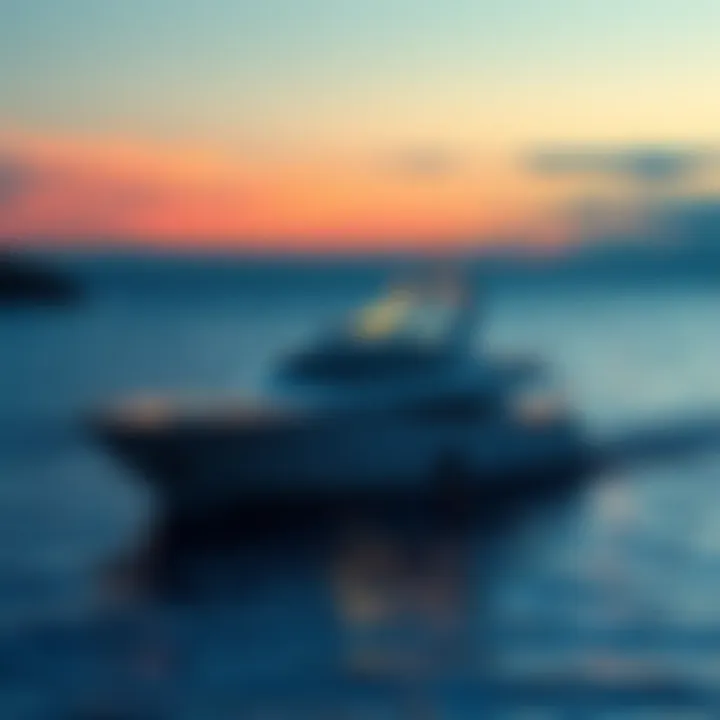 A luxurious yacht anchored in the serene waters of Montauk, evoking a sense of mystery.
