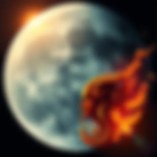 A representation of Moon and Rahu in astrology, showing their symbolic influences on emotions and personal well-being.