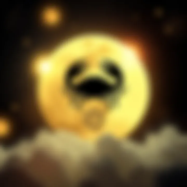 Illustration of the Moon with a Cancer symbol, representing work and health themes for Cancer Ascendants in astrology.