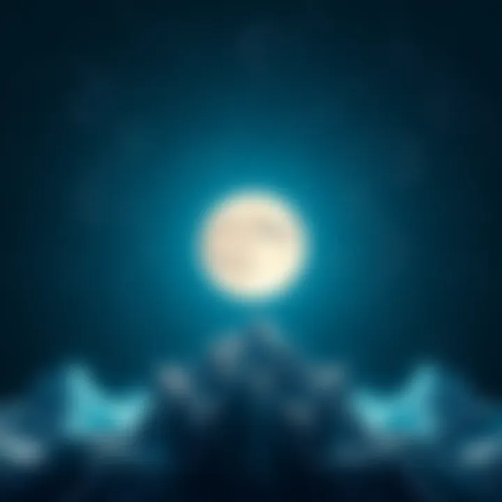 A bright full moon in a starry night sky over an abstract representation of change and innovation, symbolizing personal growth and spontaneity.