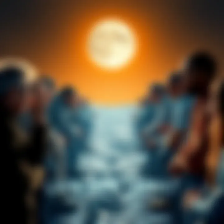 A group of people discussing the moon landing, showcasing different opinions and emotions about its authenticity.