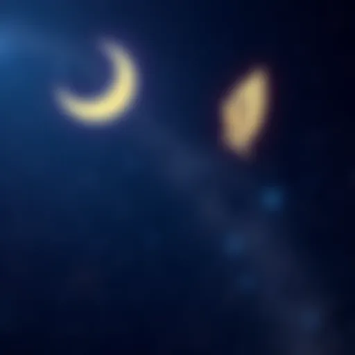 Symbols representing Moon and Mercury in astrology over a night sky background with stars