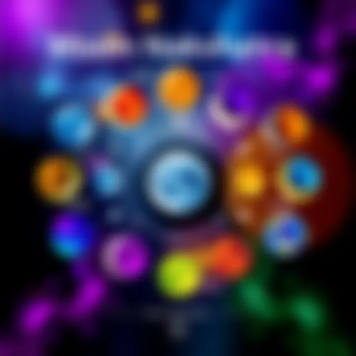 A vibrant graphic showing different moon nakshatras with one word qualities associated with each in a colorful design.