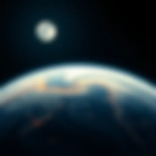 A bright full moon shining brightly in a night sky above Earth, symbolizing its influence on science and culture.