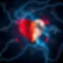 A visual representation showing the zodiac symbols of moon signs alongside a broken heart symbol, indicating moon sign compatibility in relationships.