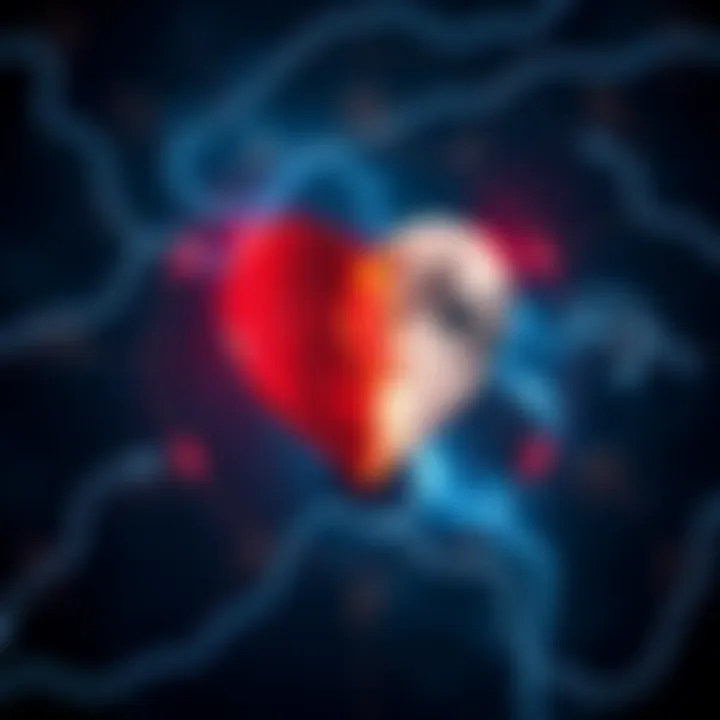 A visual representation showing the zodiac symbols of moon signs alongside a broken heart symbol, indicating moon sign compatibility in relationships.