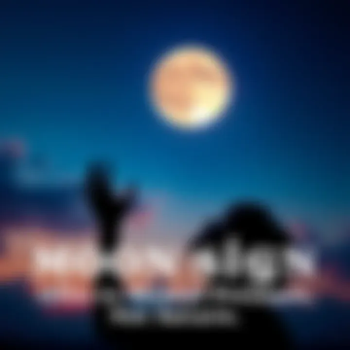 A person looking up at a glowing moon, reflecting on their emotions and stress levels, with calming colors in the background.