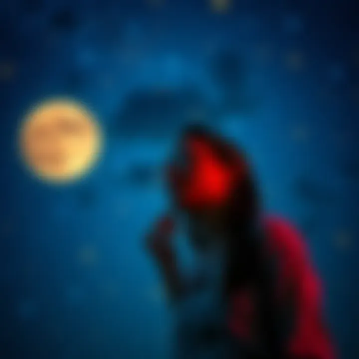 Moon Signs and Dating A woman looking thoughtfully at a starry night sky filled with zodiac symbols, symbolizing her attraction to Sagittarius moon partners.