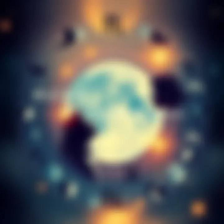 Illustration of zodiac signs with moon symbols representing relationship compatibility