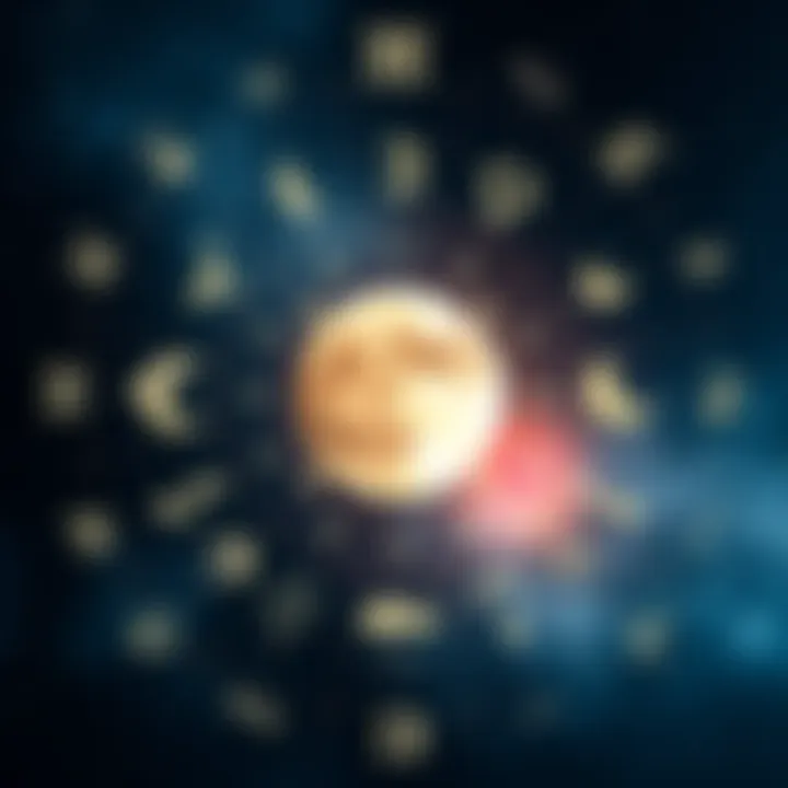 A visual representation of all twelve moon signs, showcasing their symbols and characteristics from Aries to Pisces, with an emphasis on how they influence emotions and relationships.