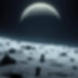 A view of the Moon's surface showing unusual formations and shadows that suggest alien activity