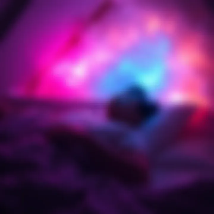 A person lying in bed with eyes closed, transitioning from sleep paralysis to a serene dream state, surrounded by soft, glowing colors representing lucid dreams.