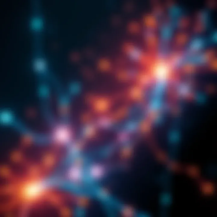 Morphic Field Channels Concept An abstract representation of morphic field channels with glowing energy lines connecting various points, symbolizing human consciousness and energy dynamics.