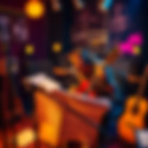 Morrissey passionately recording music in a studio, surrounded by instruments and notes, hinting at themes of controversy and conspiracy related to the Notre Dame fire