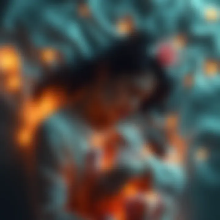 A mother gently cradles her baby while appearing to be in a trance, with a soft glow surrounding her, suggesting a connection to the afterlife.