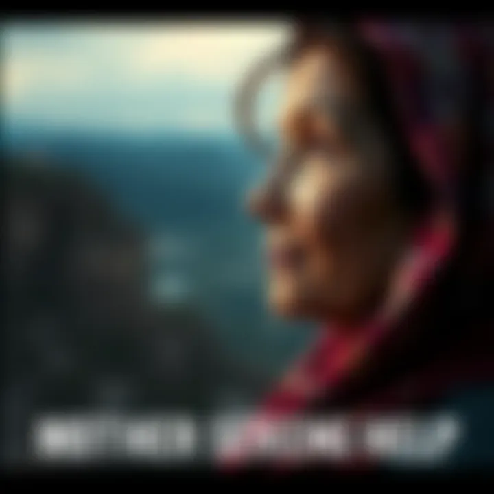 A mother with a hopeful expression gazes into the distance, symbolizing her desire to shift realities to bring back her son.