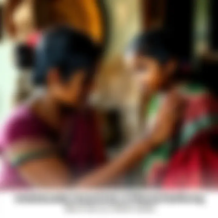 A mother disciplining her child in a South Indian setting, showing emotion and a sense of shared pain.