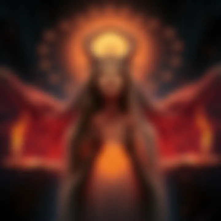 Mother Hecate's Call A serene figure representing Mother Hecate, with an ethereal glow, surrounded by symbols of love and connection, evoking deep emotions.