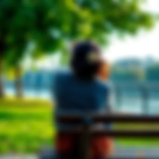 A woman sitting on a park bench, looking thoughtfully into the distance, symbolizing her reflections on living with bipolar disorder.