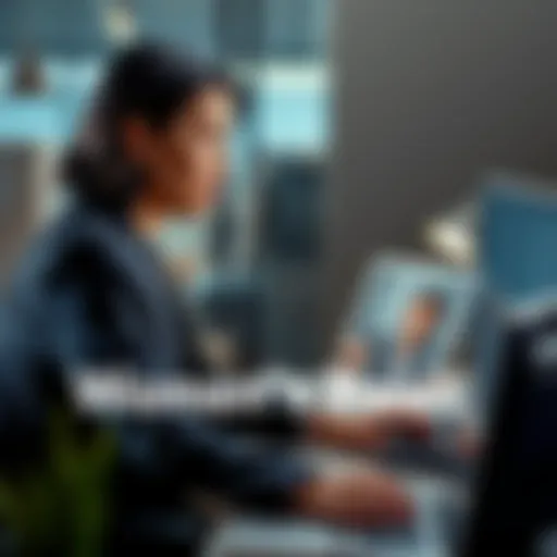 A mother in business attire looks at a photo of her children while sitting at her office desk, reflecting on her choices.