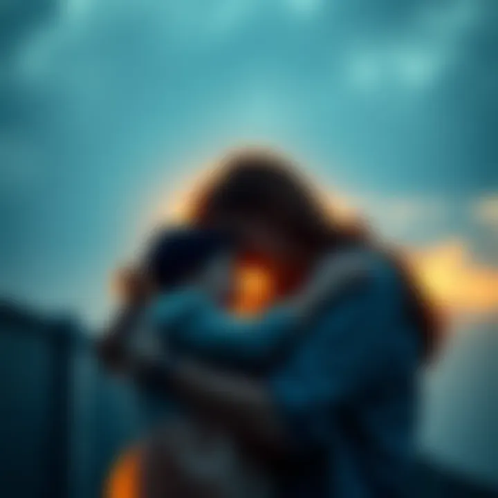 A poignant scene of a mother holding her child, capturing love and loss.