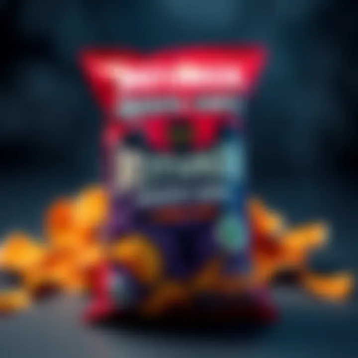 A bag of Mothman potato chips featuring a quirky design inspired by local folklore, with a cartoonish Mothman character and vibrant colors.
