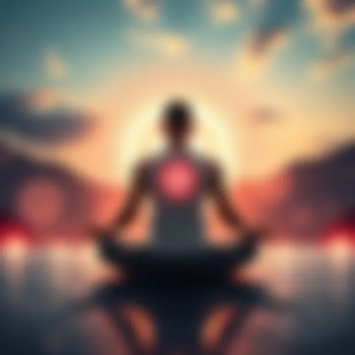 A person meditating with the Motor Zanon anti-viral symbol and Usui Reiki Level 2 symbols in a serene setting