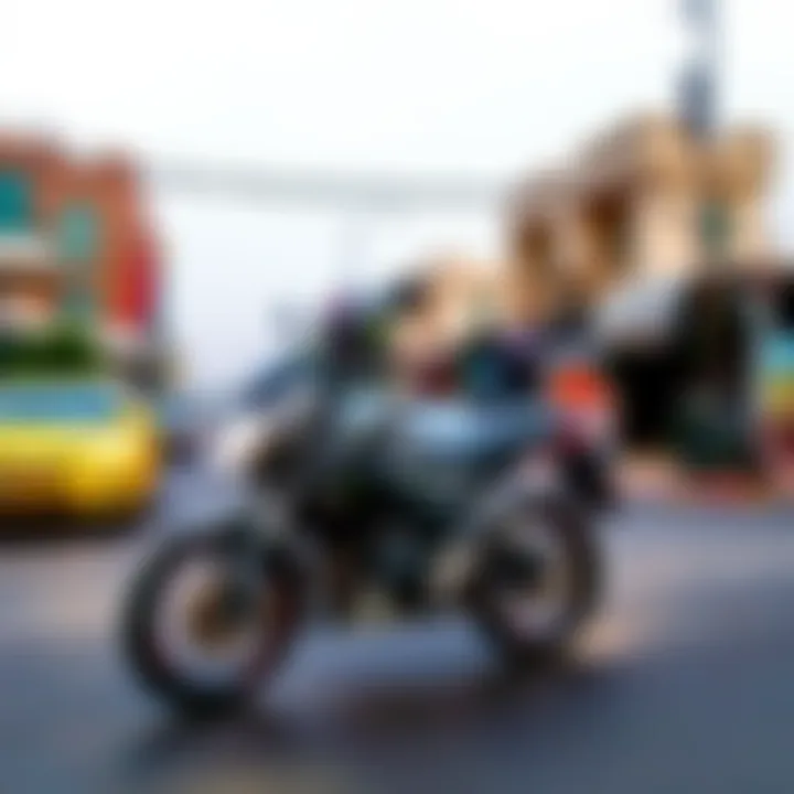 A motorbike appears to move by itself on a street in Pakistan, with no visible causes around it.