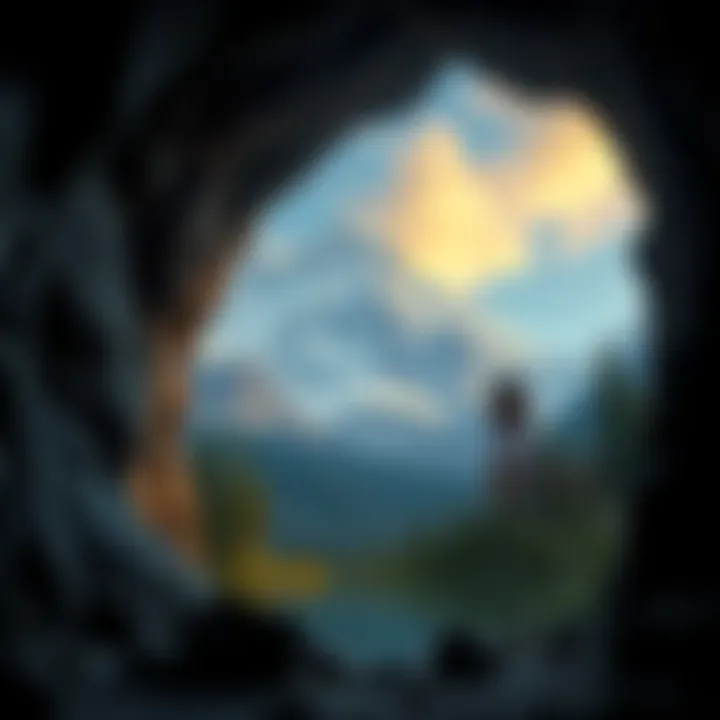 A view of Mount Shasta featuring a dark cave entrance, hinting at hidden treasures and secrets inside.