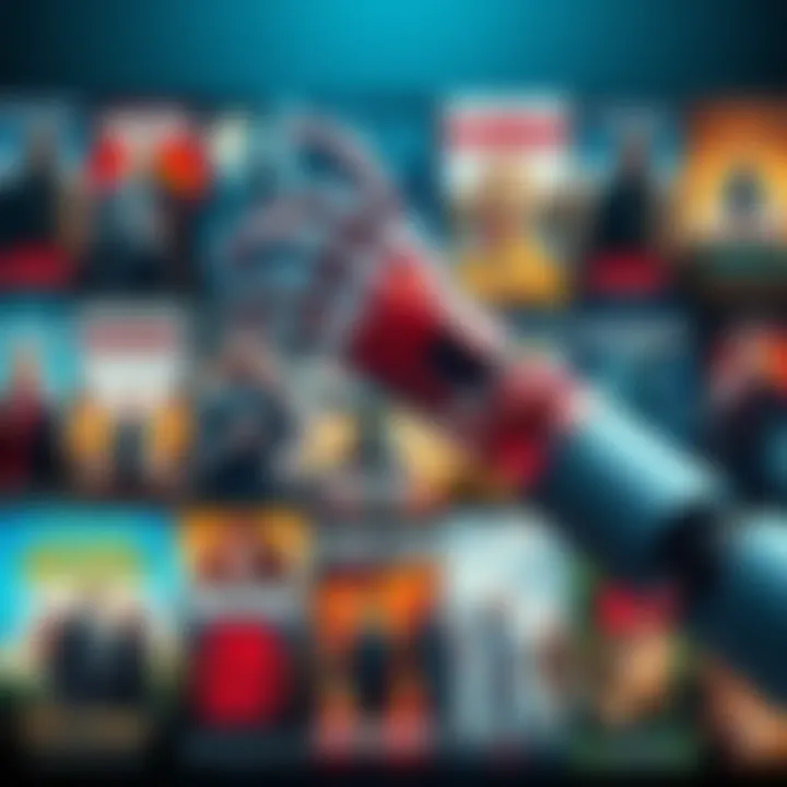 Movie Reviews and Bots A collage of movie posters with a robotic hand hovering over them, symbolizing bot involvement in reviews.