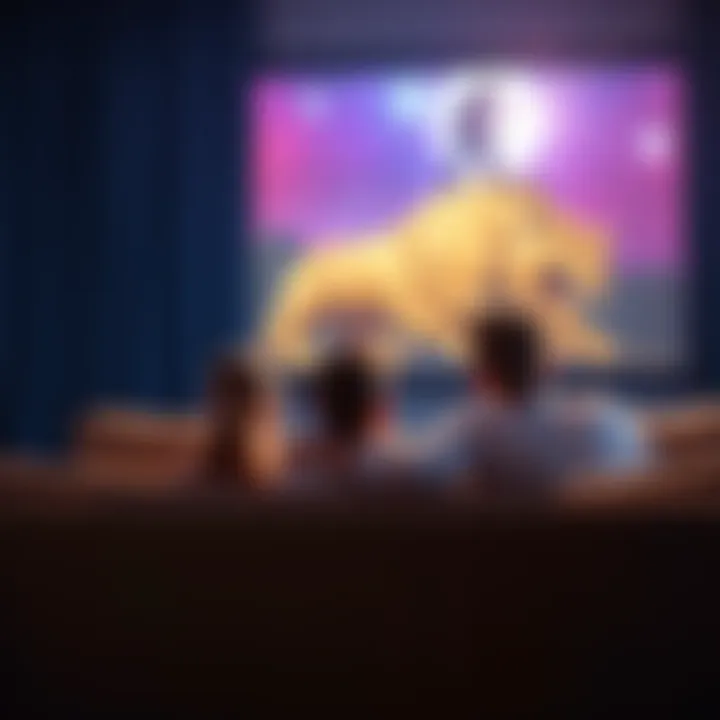 A couple watches a movie on a couch, looking surprised as they notice a scene change in 'The Lost World'.