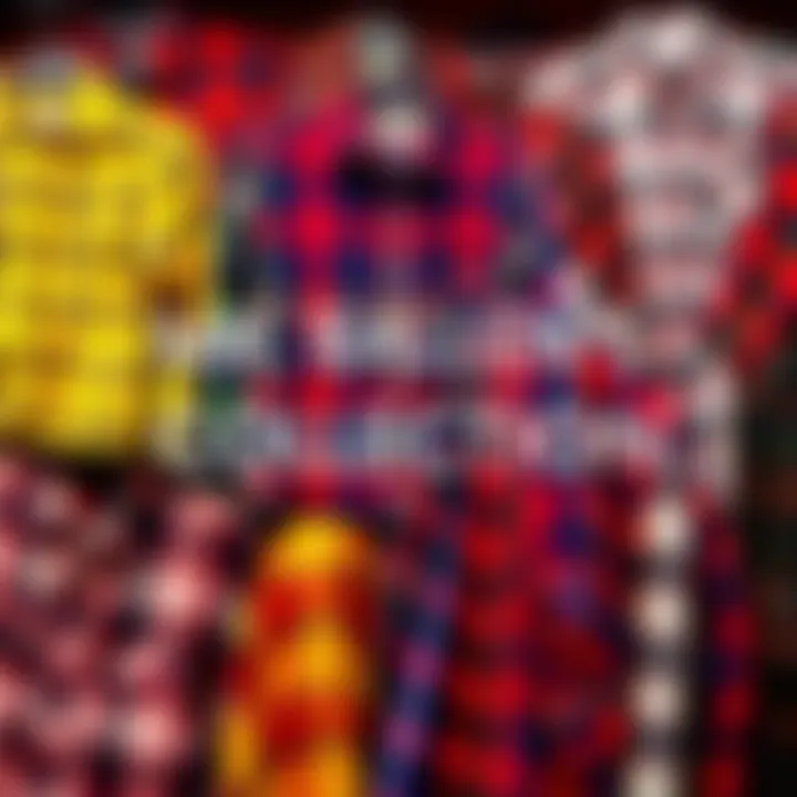 A vibrant display of flannels in various colors and patterns, showcasing Mr. Ballen's unique fashion sense.