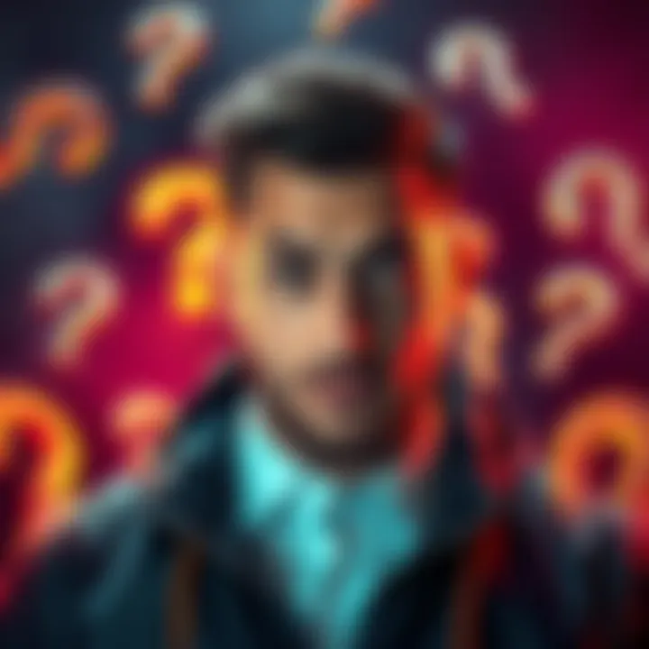 Mr. Beast with question marks A social media influencer known for philanthropy, Mr. Beast, surrounded by question marks symbolizing controversy and debate about his persona.