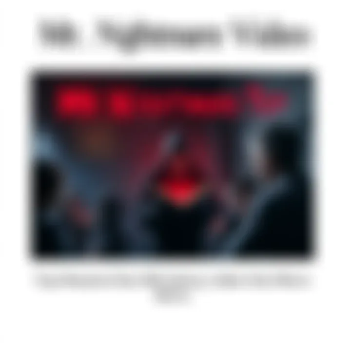 A dark, spooky scene with a figure telling a scary story, surrounded by ominous visuals and engaging images, capturing the essence of Mr. Nightmare videos.