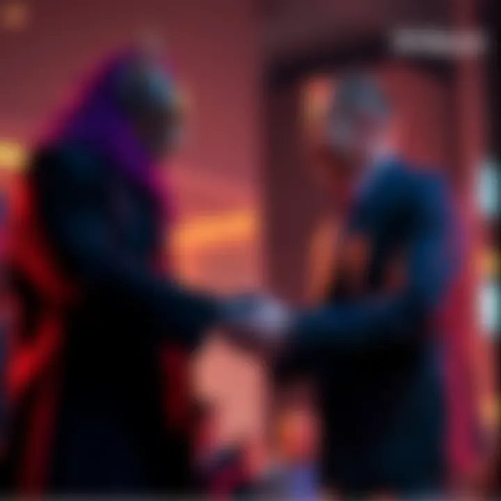 MrBeast and Rockefeller Foundation Partnership MrBeast shakes hands with a representative from the Rockefeller Foundation, symbolizing their new philanthropic collaboration to support community initiatives.