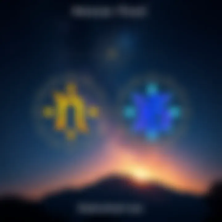 Illustration showing the symbols of Mula and Jyeshtha Nakshatras with a starry background