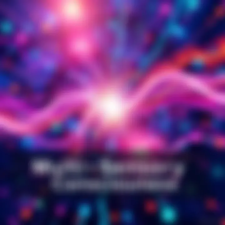 A visual representation of consciousness connected to electromagnetic energy, showing vibrant waves and colors radiating outwards, symbolizing a multi-sensory experience.